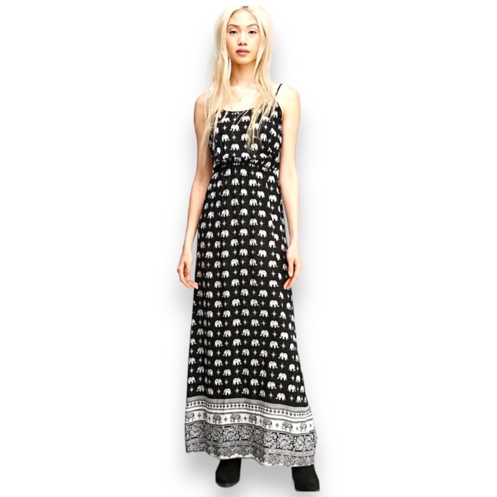 Forever 21 NWT Size L Elephant Maxi Dress Spaghetti Strap